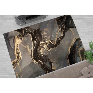 Black Marble <b>Rug</b>: Gold Veins, Modern Indoor/<b>Outdoor</b> Decor,Chenille <b>Rug</b> - Product Image 2