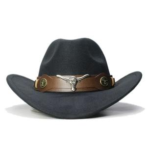 Real Leather <b>Band</b> Vintage Western Cowgirl Bowler Cap Adjustable 61cm/57cm/54cm Head for Women Men Kids Wool Wide Brim Cowboy <b>Hat</b> - Product Image 2