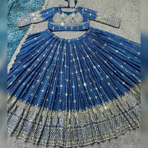 Broderie à la mode séquence lourde travail nouvelle Collection Look à la mode Georgette filles indiennes portent des prix bas Lehenga Choli - Product Image 4