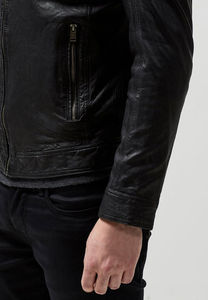 Chaqueta de Cuero Genuino Personalizada para Hombre, Informal, de Invierno, con Cuello Alto, Logotipo Frontal, Servicio OEM, Alta Calidad, Transpirable, de Secado Rápido, 2025 - Product Image 6