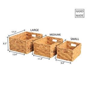 ชุดตะกร้าหวายถักมือ 3 ใบ ตะกร้าเก็บของทำมือ ขายส่ง เป็นมิตรกับสิ่งแวดล้อม ผลิตในเวียดนาม - Product Image 3