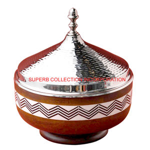 Casseroles en bois et en métal de style arabe de luxe, faites à la main, avec couvercle en acier inoxydable, fournisseurs en gros - Product Image 2