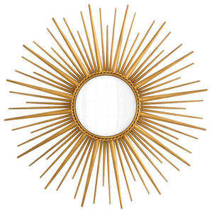 Miroir mural à motif géométrique en laiton antique Décoration de mariage de Noël rustique et moderne Cadre en bois et fer de style design contemporain - Product Image 4