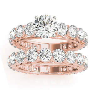 Luxury 18K Rose Gold Diamond Eternity <b>Bridal</b> Ring <b>Set</b> 4.57ct Fine <b>Jewelry</b> <b>Sets</b> - Product Image 1
