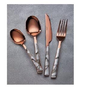 Cubiertos de acero inoxidable a precio de fábrica al por mayor, juego de cubiertos occidentales chapados en cobre de fabricante indio para fiestas de hotel y oficina - Product Image 1