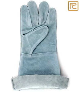 Gants de soudage Tig de taille moyenne en cuir blanc gris imperméable anti-coupure 35 cm Protection des mains Chaleur anti-dérapant Caractéristiques de sécurité - Product Image 4