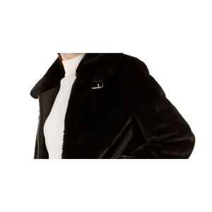 Cappotto Reversibile in Pelliccia di Coniglio per Ragazzi BCX, Taglia XS, Nero con Decorazioni Vintage, Poncho in Lana Tinta a Quadri Imbottito in Cotone - Product Image 2