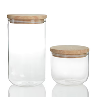 Boîte sèche en pot transparent blanc de 150ml 200ml avec couvercle en bois Boîte de stockage de nourriture populaire pour usage sec