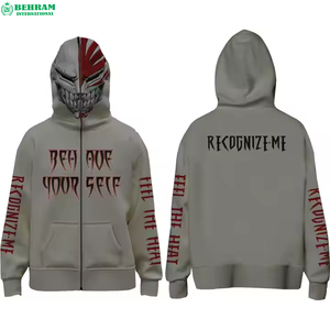 Sudadera con Capucha Térmica Casual de Felpa 100% Algodón/Felpa Francesa con Cremallera Completa, Transpirable, de Secado Rápido, Estilo Urbano, con Capucha que Cubre la Cara - Product Image 6