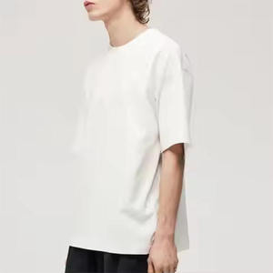 Lujo Casual alta calidad camiseta Premium hombros caídos Streetwear Boxy Camiseta cuello redondo blanco algodón en blanco camiseta lisa - Product Image 2