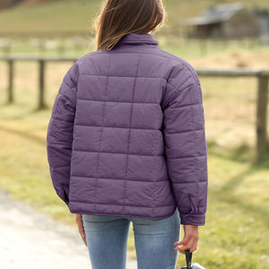 Chaqueta Acolchada para Mujer, Cuello Alto, Abrigo de Invierno Cálido, Chaqueta Morada Elegante con Cierre Completo - Product Image 6