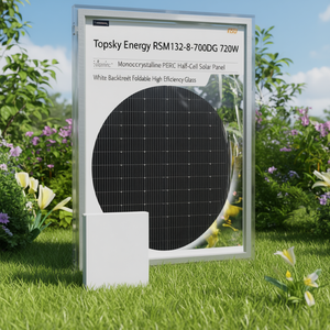 Panneau solaire monocristallin PERC à demi-cellules Topsky Energy RSM132-8-700BHDG 720W, feuille arrière blanche, pliable, haute efficacité, verre - Product Image 3