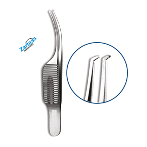 Fórceps Troutman Iris de acero inoxidable de alta calidad 1x2 dientes 7,5 cm Instrumentos quirúrgicos Fabricante y exportador - Product Image 1