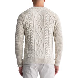 Jersey de cuello redondo para hombre, suéter de punto de manga larga con textura de gofre, suéter de talla grande con diseño acanalado informal transpirable - Product Image 3