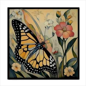 Monarca mariposa cerámica azulejo artesanía borde decorativo flor arte Backsplash accesorio - Product Image 1