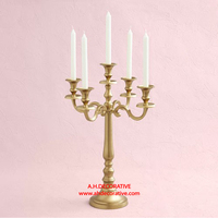 Top qualité or 5 bras candélabres pour la décoration vente chaude à la main décoratif Antique métal candélabres de haute qualité