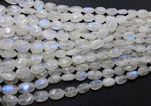 Pierres de lune arc-en-ciel blanches perles ovales lisses feu bleu naturel perles de pierre de lune arc-en-ciel blanc 10X6MM à 20X11MM env. 15 ''pouce - Product Image 3