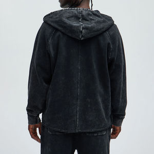 Streetwear personnalisé surdimensionné à capuche lourd 100% coton délavé à l'acide Vintage lavage à l'acide en détresse sweats à capuche zippés hommes - Product Image 3