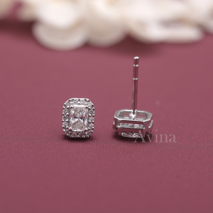 IGI Certified Lab Grown Diamond Radiant Cut Halo Stud <b>Earrings</b> S925 Sterling Silver Rectangular Diamond <b>Earrings</b> - Product Image 6