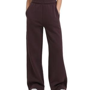 Jogging femme coupe droite en molleton terry doux, couleur prune, haute qualité - Product Image 1