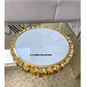 Accueil Hôtel Restaurant élégant design fleur en laiton Plateau de service au chocolat avec plateau à chocolat en métal de forme ronde de qualité - Product Image 4