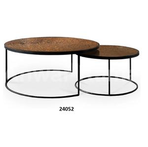 Mesa auxiliar redonda de mármol blanco de acero inoxidable plateado y mesa de café con acabado de metal para sala de estar y oficina - Product Image 5