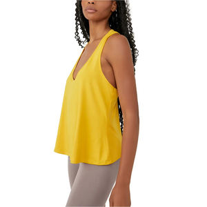 New Arrival Customized Logo Printing Women's Neck Tank Top Best Design Fitness Casual Sport Style <b>Yellow</b> Made Quality <b>Fabric</b> - Product Image 1