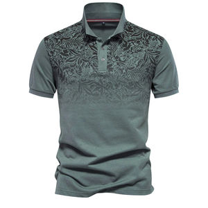 Polos de hombre de moda de verano de alta calidad, patrón degradado, mezcla de algodón estampada, diseño de manga corta de secado rápido - Product Image 2