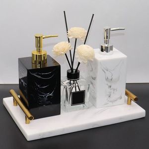 Best Quality Handmade Resin Four-piece Bathroom Set Includes Soap <b>Dish</b> Toothbrush Holder Tray Lid Box Modern Polished Finish - Product Image 2