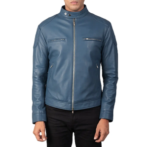 Chaqueta de Motociclista de Cuero Genuino con Cierre Vintage para Hombre - Forro de Algodón con Tela Revestida Transpirable - Product Image 1