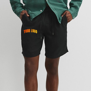 Pantalones cortos de lana de algodón de alta calidad para hombre, transpirables, 100% algodón, logotipo serigrafiado, corte holgado con bolsillos laterales, pantalones cortos para hombre - Product Image 1