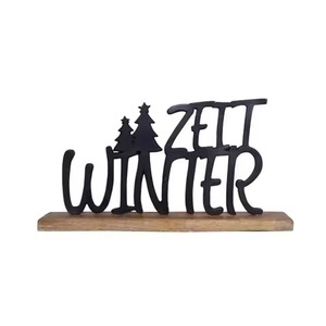 Bougeoir de table décoratif en métal avec bois pour table de fête et célébration saisonnière - Product Image 5