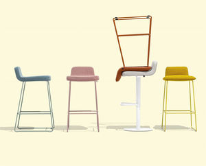 Taburete Moderno de Estilo Escandinavo con Estructura Metálica Delgada y Asiento Tapizado Elegante - Diseño Minimalista para Comedor, Hotel y Sala de Estar - Product Image 2