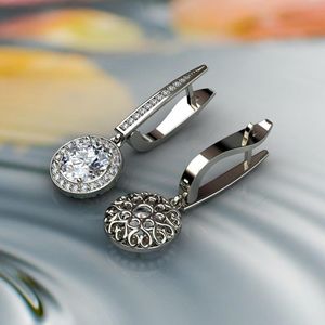 <b>Cute</b> Round Cut Moissanite Drop/Dangle <b>Earrings</b> for Women Engagement - Product Image 3