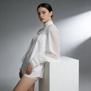 Blusa de Gasa Blanca con Mangas Abullonadas Estilo Bohemio para Mujer, Ideal para Vacaciones de Verano, en Oferta en Temu 2026 - Product Image 5