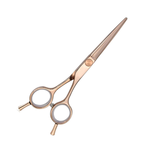 Tijera de peluquería profesional, tijera de pelo de salón de belleza de acero inoxidable con revestimiento de oro rosa con reposapiés extraíble Doble - Product Image 2