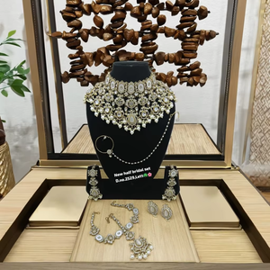 Women's High Quality <b>Gold</b> Plated Ethnic Kundan Bridal Choker <b>Necklace</b> Set Enamel <b>Pearl</b> Drop Jhumka Earrings Tikka Party Wedding - Product Image 1