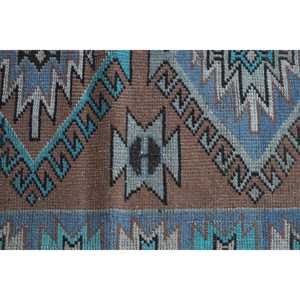 พรมวินเทจตุรกี ขนาด 2.9x6.1 ฟุต (89x187 ซม.) พรมขนสัตว์สีน้ำเงิน - Product Image 5