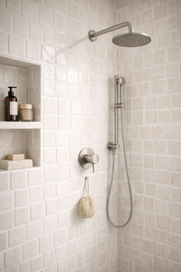 Azulejos de Pared de Porcelana Mate Blanco 20x20 Fly Zone Puzzle, Cerámica con Patrón Geométrico Sutil en Tono sobre Tono para Interiores Elegantes - Product Image 5