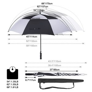 47/54/62/68 Inch 150cm Golf Oversize Extra <strong>Large</strong> Double Canopy <strong>Umbrella</strong> 8 Ribs <strong>Windproof</strong> and Waterproof - Product Image 2