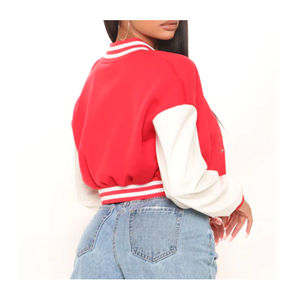 Nouvelles vestes universitaires décontractées pour femmes de couleur personnalisée avec logo personnalisé Vestes de baseball à vendre - Product Image 2