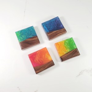 <b>Top</b> Trending Fancy Artistic <b>Resin</b> Decorative Solid Wood Tea coaster <b>Resin</b> Insulation Pad Custom Coasters Home and Kitchen - Product Image 2