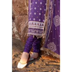 Conjunto de Traje de 3 Piezas para Mujer, Bordado, Sin Costuras, Color Morado - Product Image 2