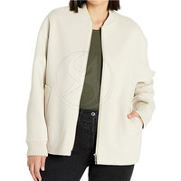 Veste bomber élégante pour femme, hiver, tricotée, respirante, haute qualité, couleur personnalisée, col montant, logo personnalisé