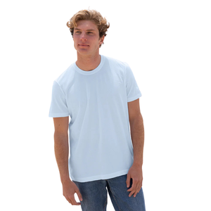 T-Shirt da Uomo Blu Cielo 100% Cotone Organico di Lusso, Girocollo, Pre-Ristretto, Certificato GOTS, Premium, Manica Corta, Traspirante - Product Image 4