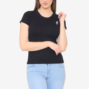 La mejor Fabricación de camisetas ecológicas para mujer, V bordado con cuello en jersey de poliéster de secado rápido, venta al por mayor de seda vaquera - Product Image 1