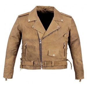 CHAQUETA DE CUERO MOTORISTA ABRIGOS MOTO CHAQUETAS BRANDO ABRIGO MOTO MARRÓN - Product Image 1