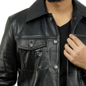 Nouvel arrivage de veste en cuir design à la mode pour hommes Vestes en cuir PU Veste en cuir de vachette de qualité supérieure - Product Image 2