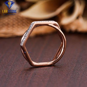 0,15 TDW banda de diamantes redondos 18K anillo de compromiso de oro rosa Cvd/Hpht Joyería de diamantes - Product Image 5