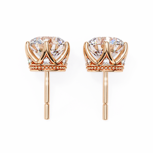 Hermosos Pendientes de Oro de 18K con Diseño de Corona de Diamantes Cultivados en Laboratorio para Boda, Hechos de Aleación de Zinc - Product Image 5